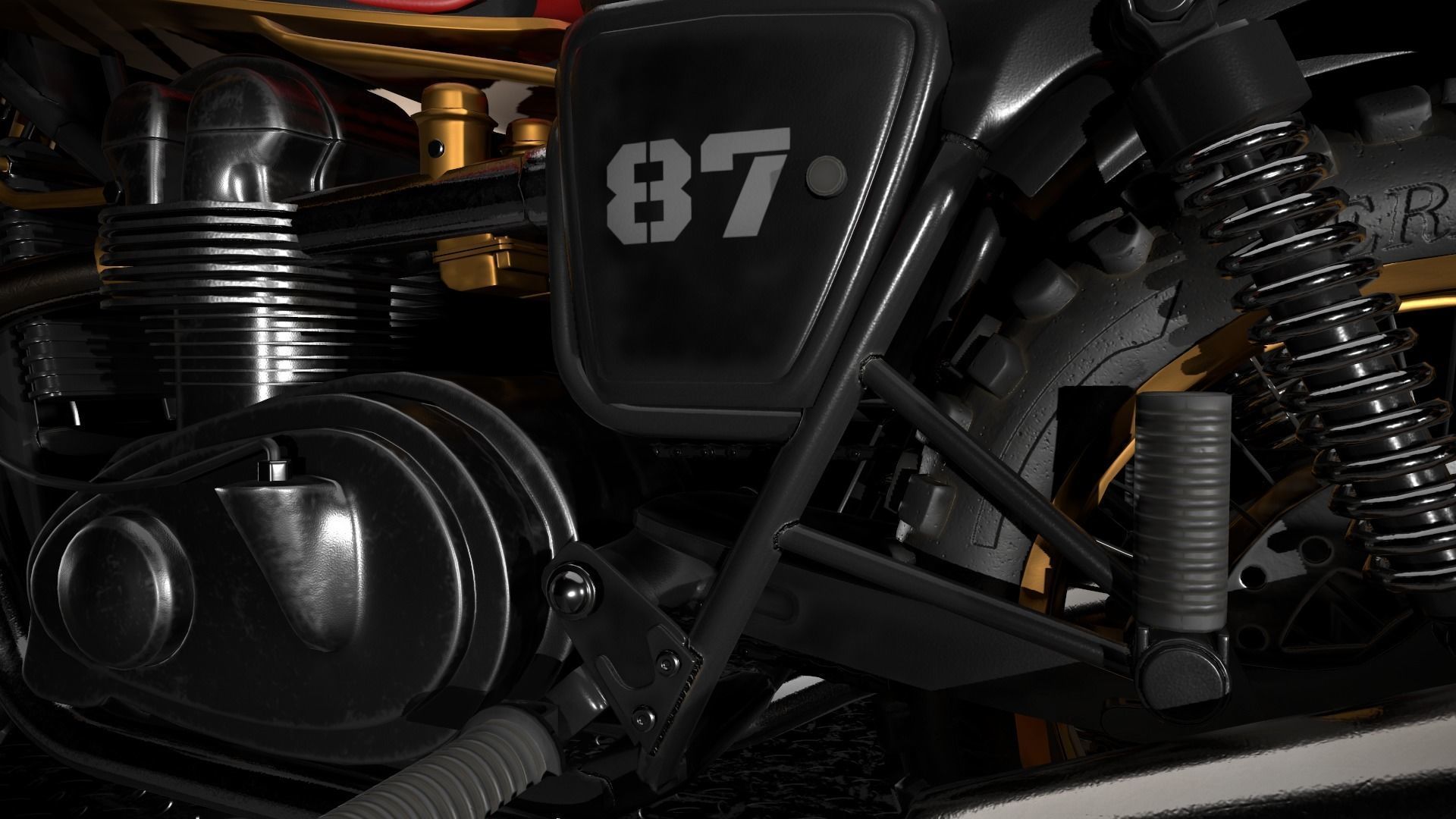 Cafe Racer Low-poly 3D model_16