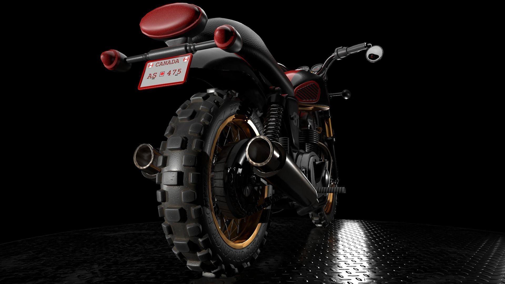Cafe Racer Low-poly 3D model_3