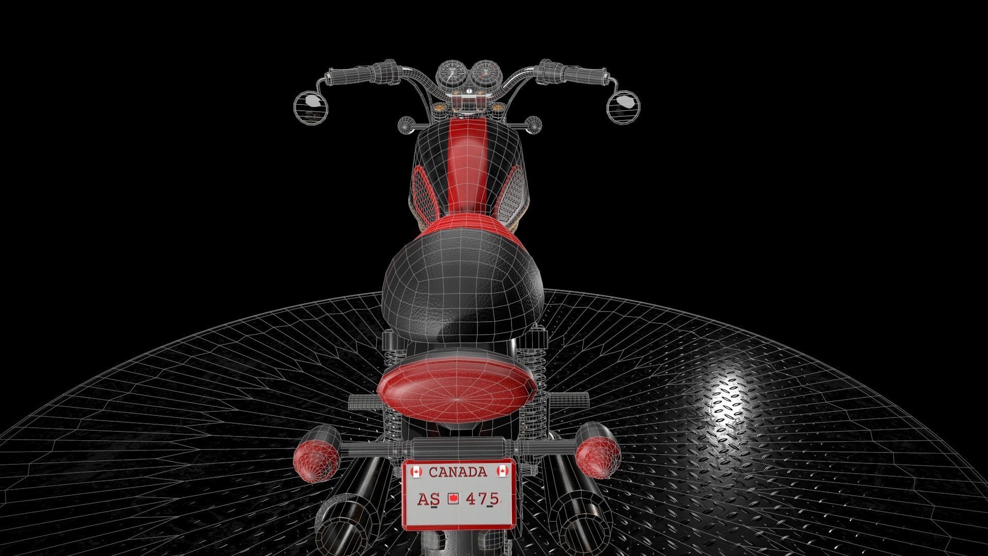 Cafe Racer Low-poly 3D model_12
