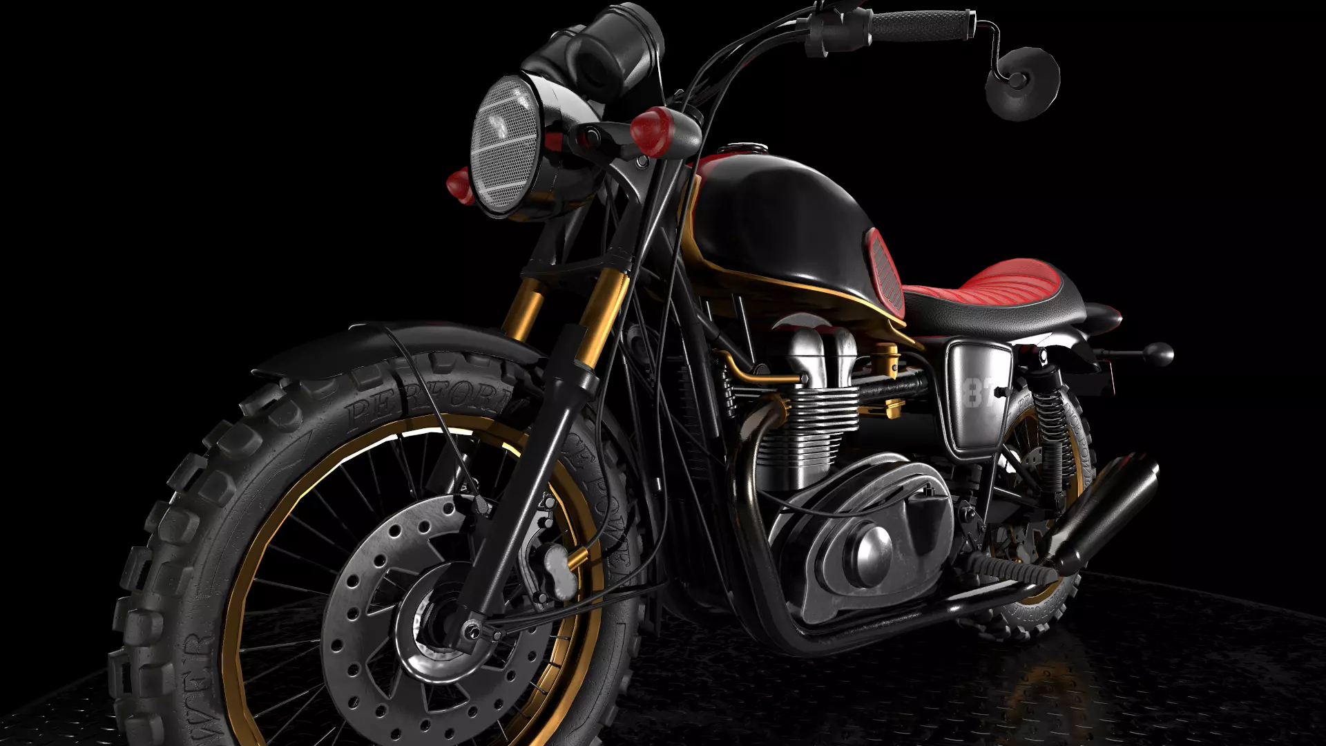Cafe Racer Low-poly 3D model_0
