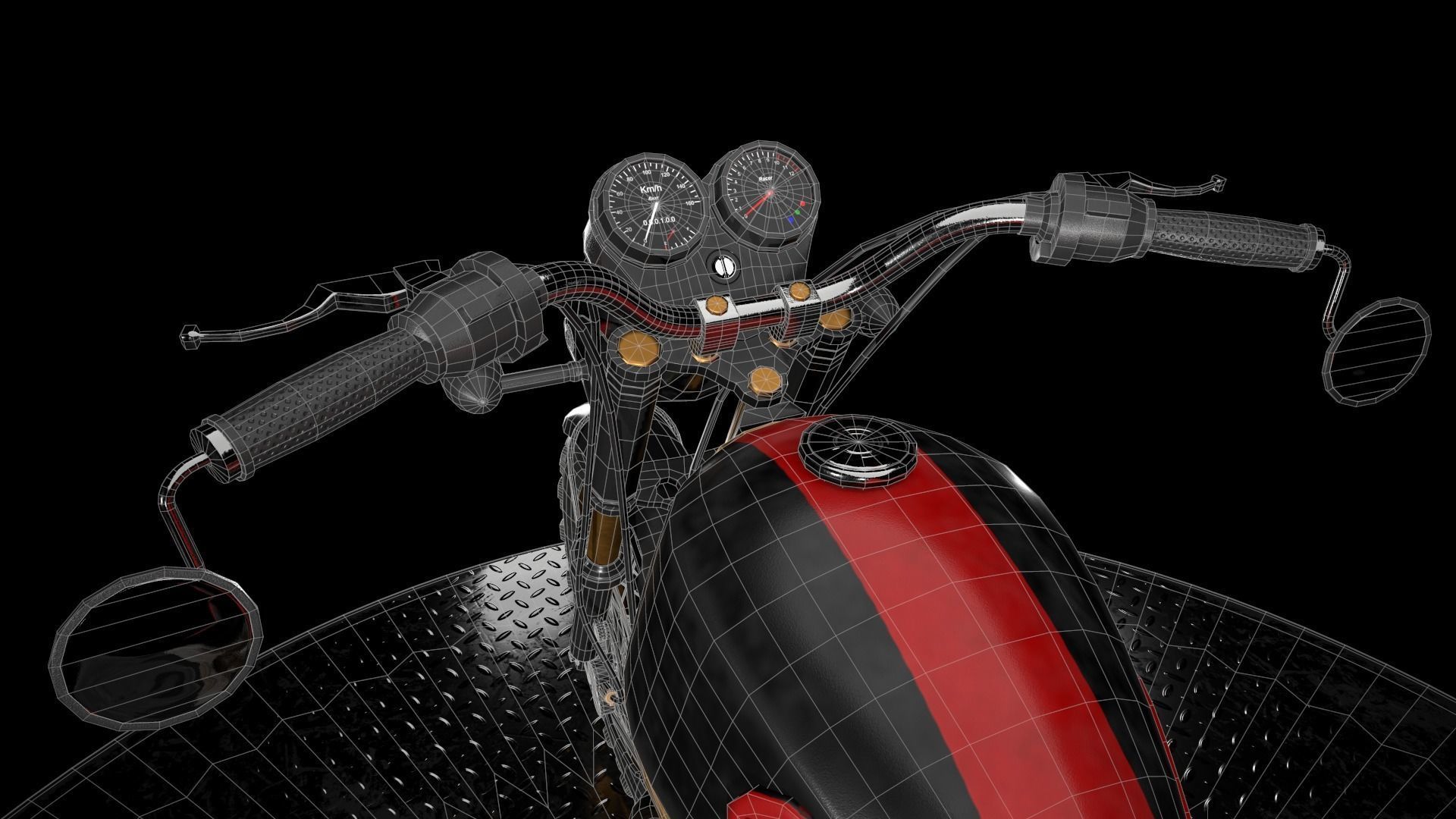 Cafe Racer Low-poly 3D model_13