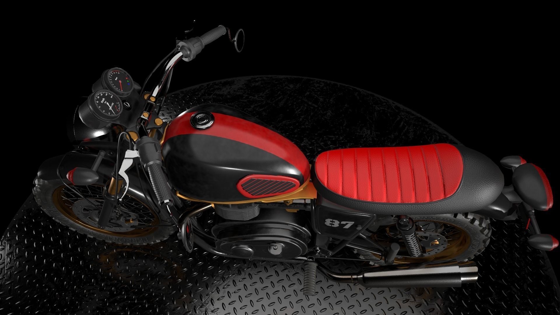 Cafe Racer Low-poly 3D model_9