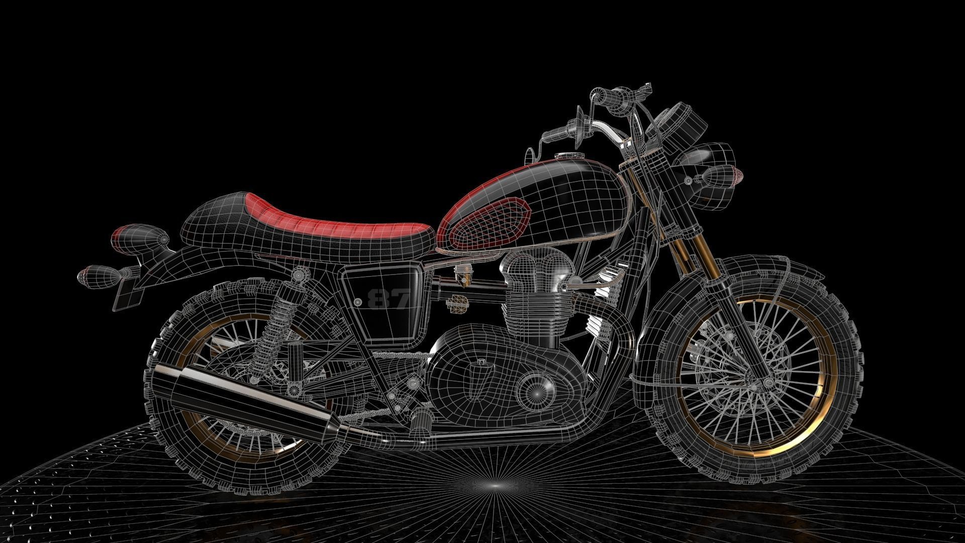 Cafe Racer Low-poly 3D model_14