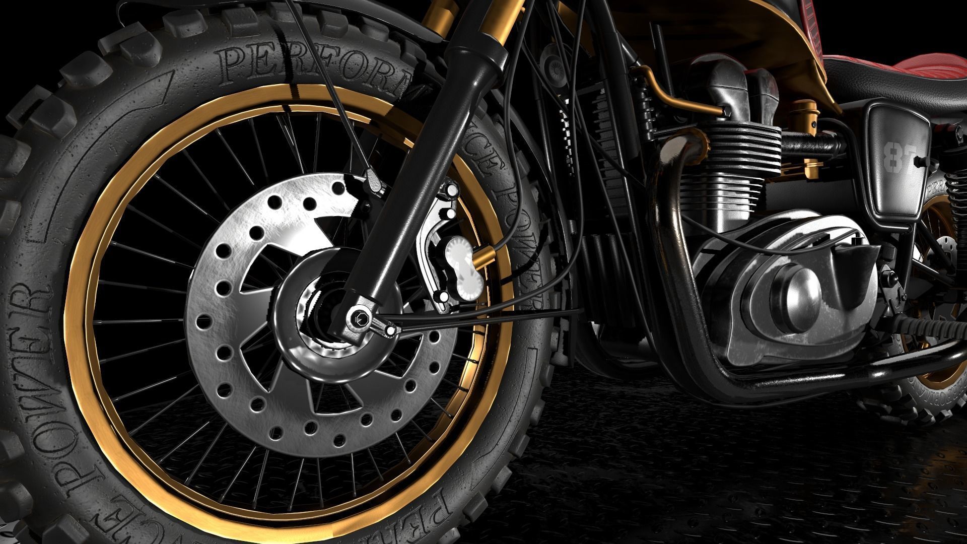 Cafe Racer Low-poly 3D model_17