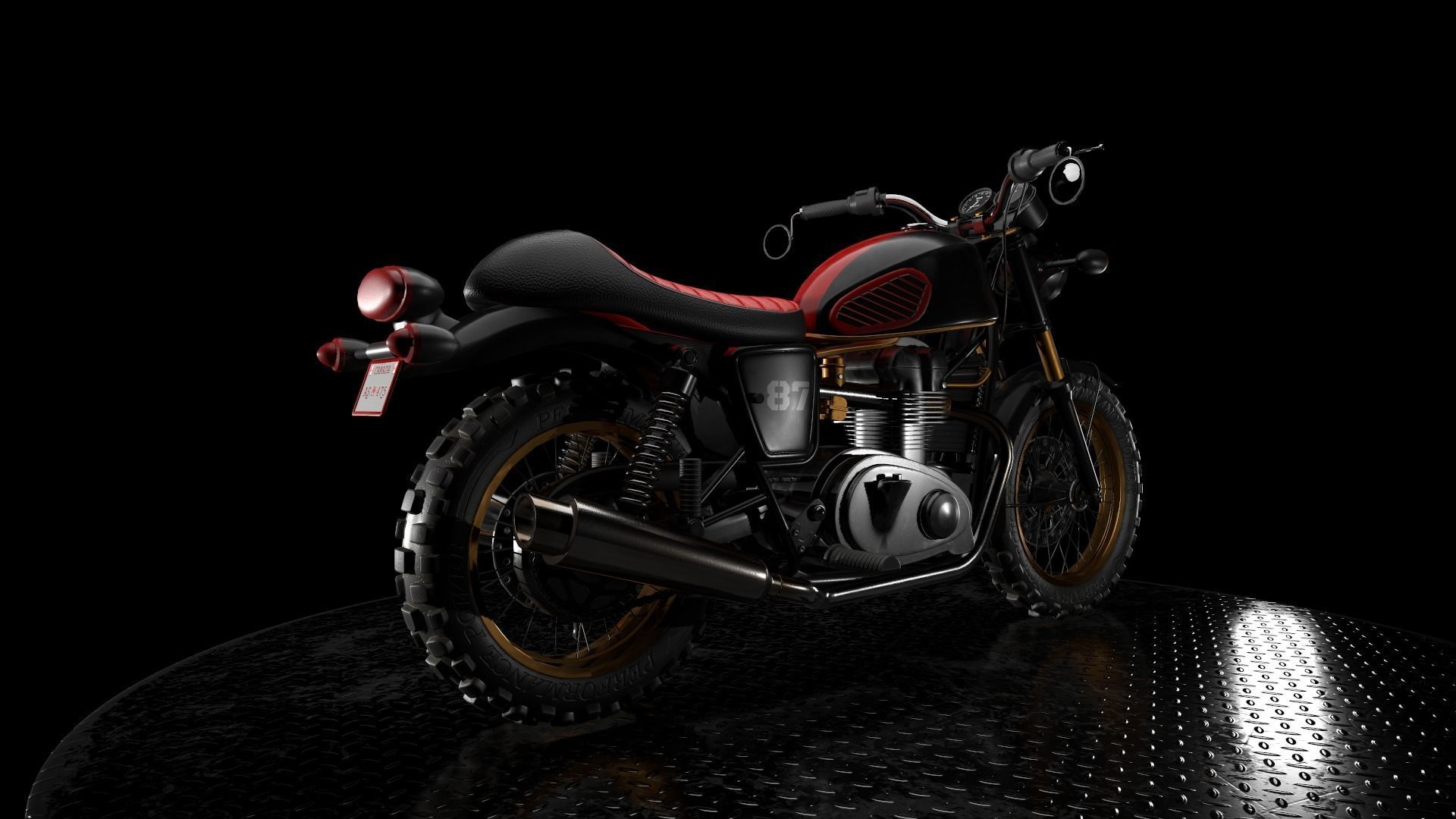 Cafe Racer Low-poly 3D model_4
