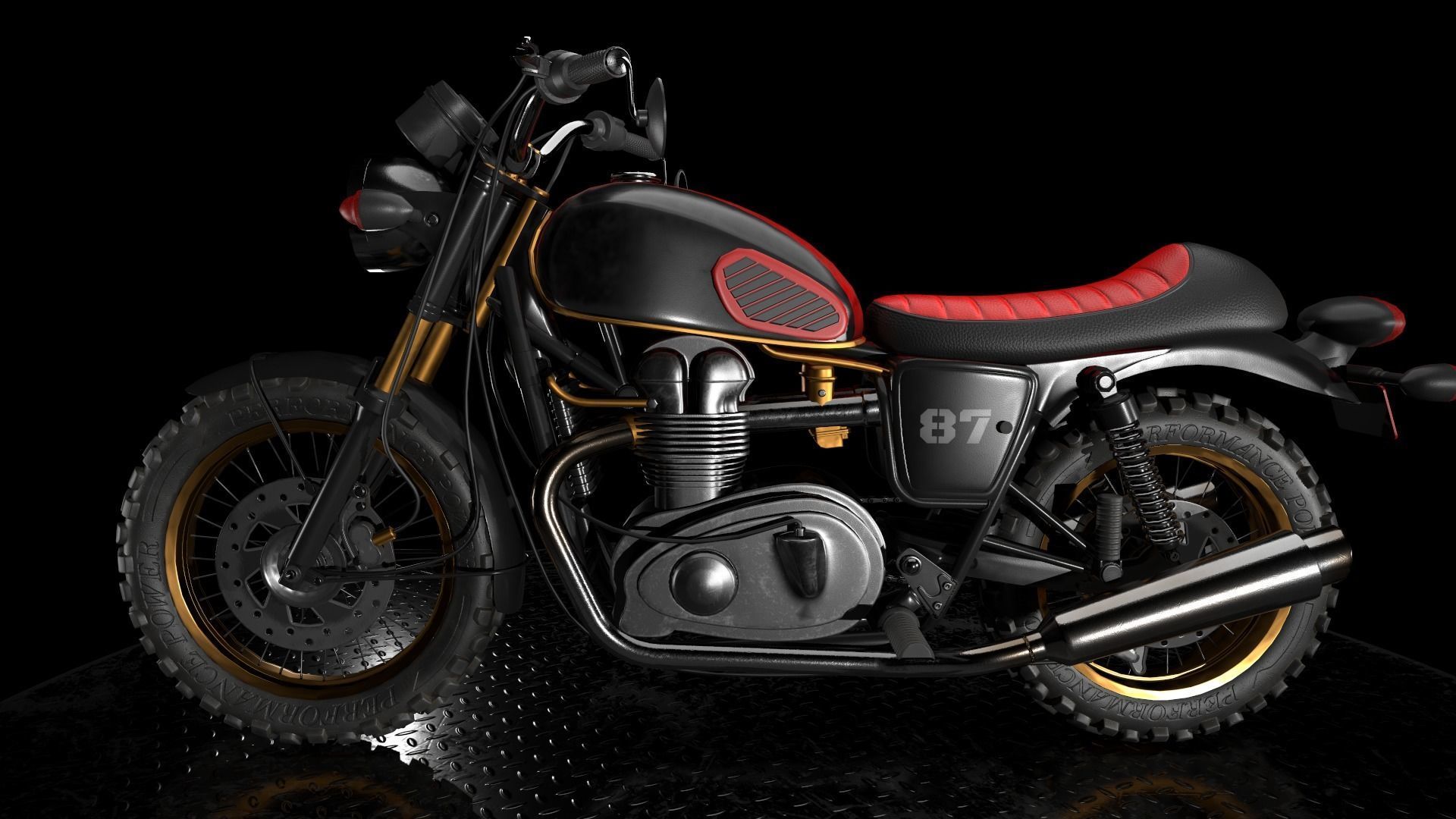 Cafe Racer Low-poly 3D model_6