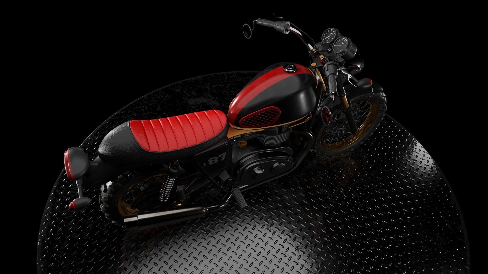 Cafe Racer Low-poly 3D model_8