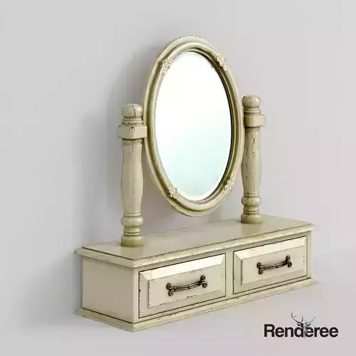 Victorian Mirror Desk Old White
