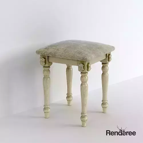 Victorian Stool Old White