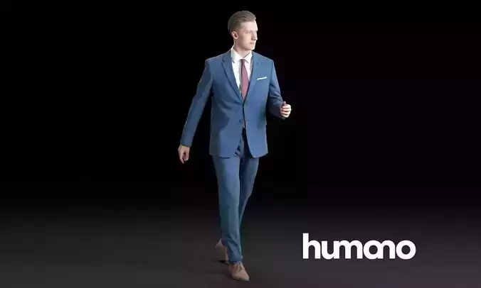 Humano Elegant business man walking  0103 3D model