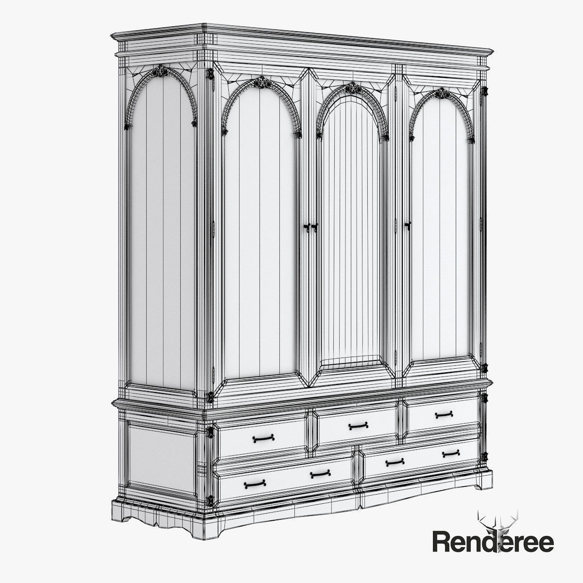 Victorian Old White Set 3D model_33