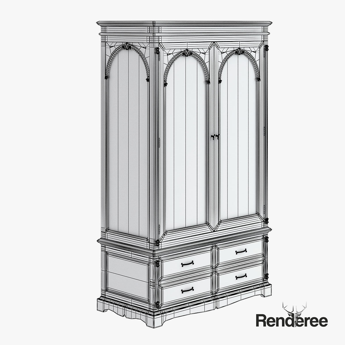 Victorian Old White Set 3D model_40