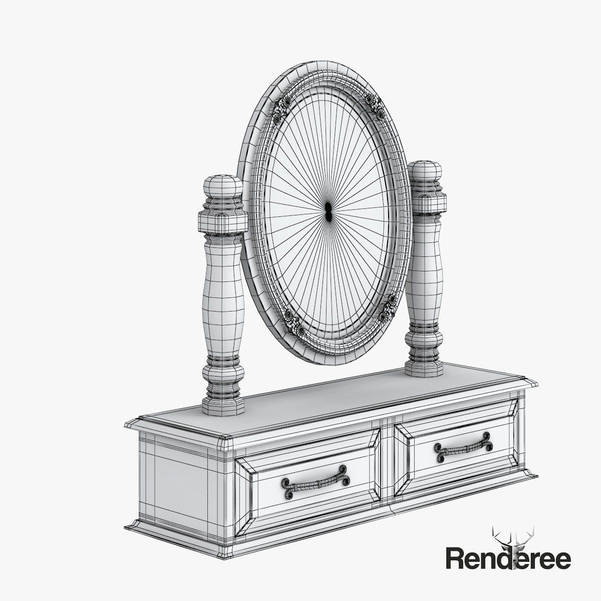 Victorian Old White Set 3D model_44