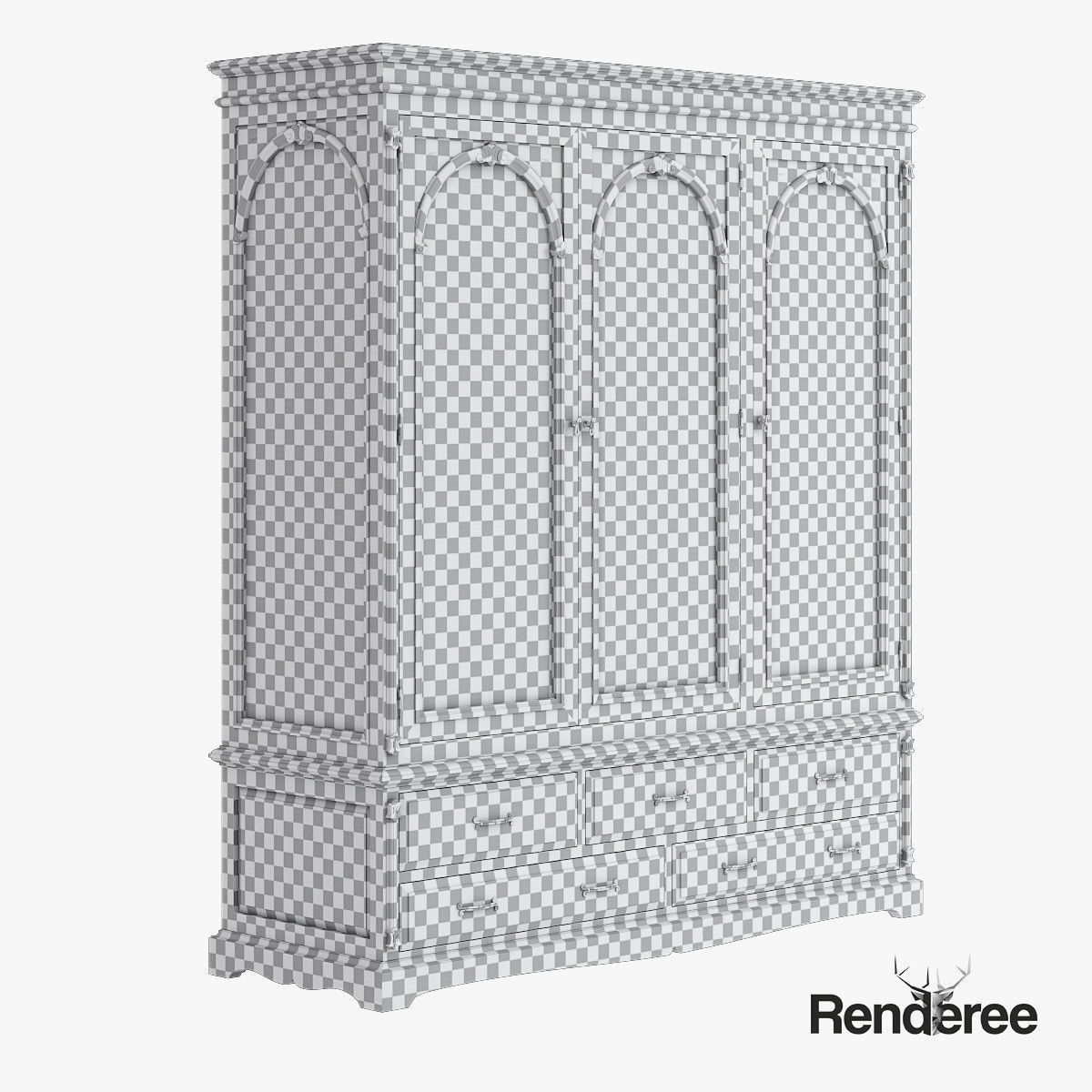 Victorian Old White Set 3D model_31