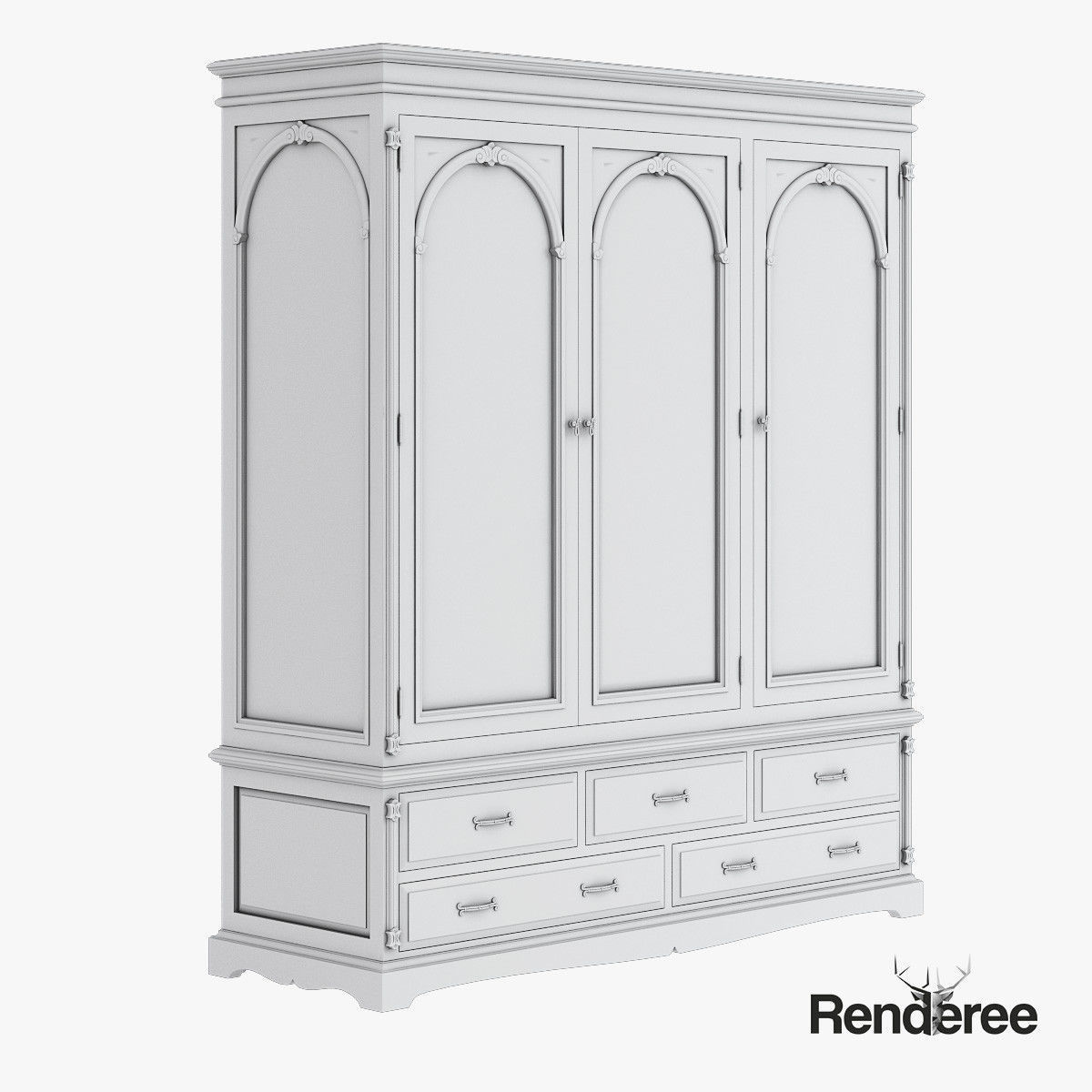 Victorian Old White Set 3D model_32