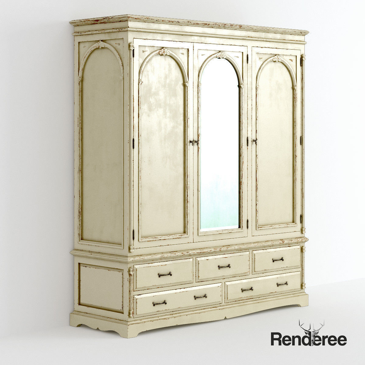 Victorian Old White Set 3D model_7