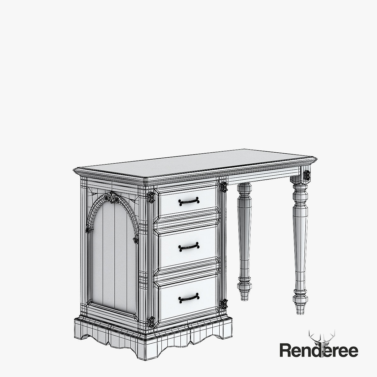 Victorian Old White Set 3D model_39