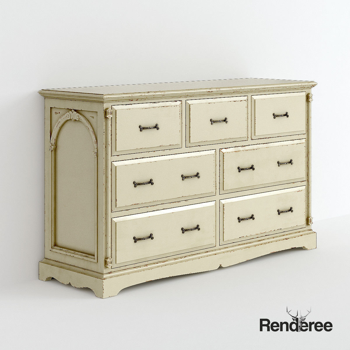 Victorian Old White Set 3D model_4