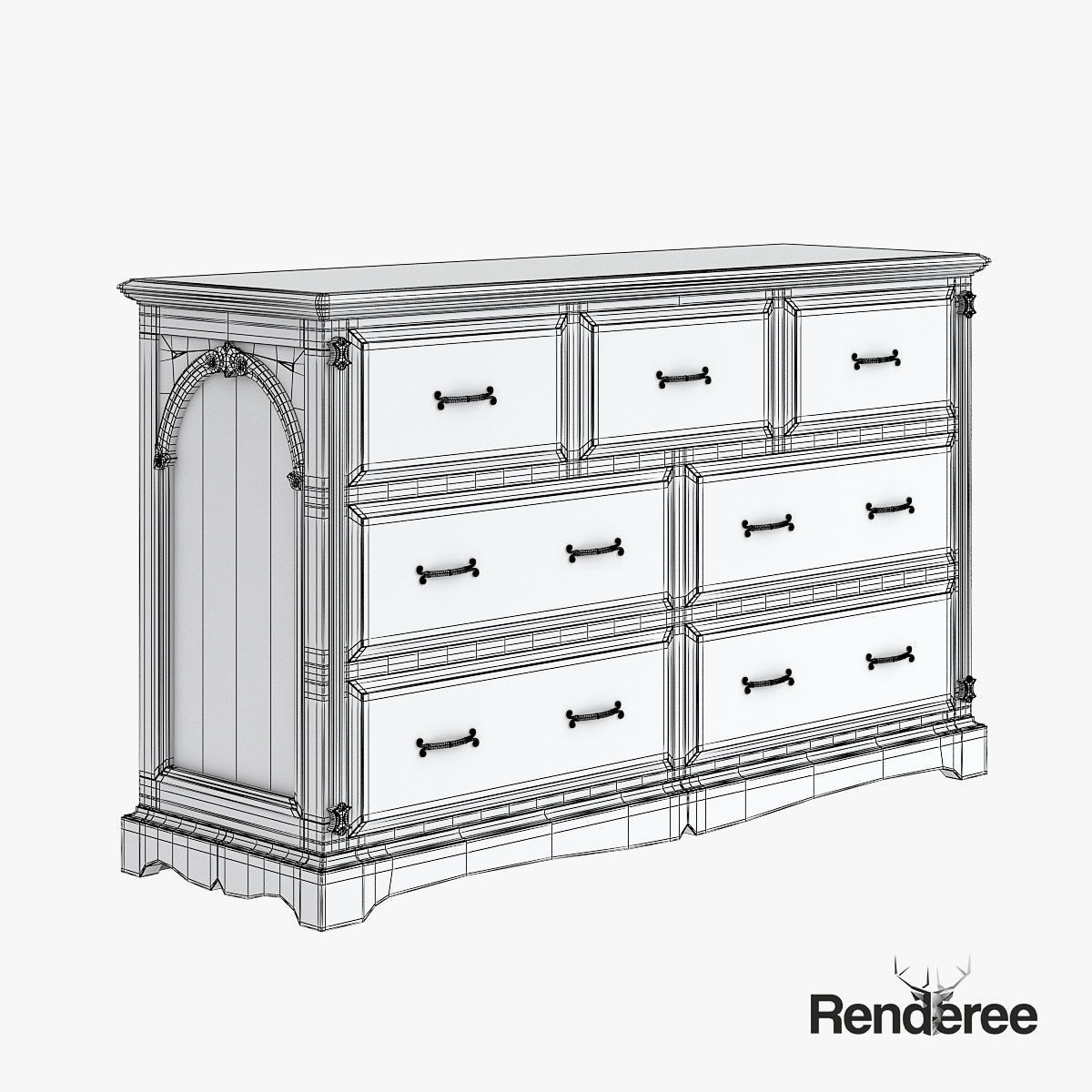 Victorian Old White Set 3D model_24