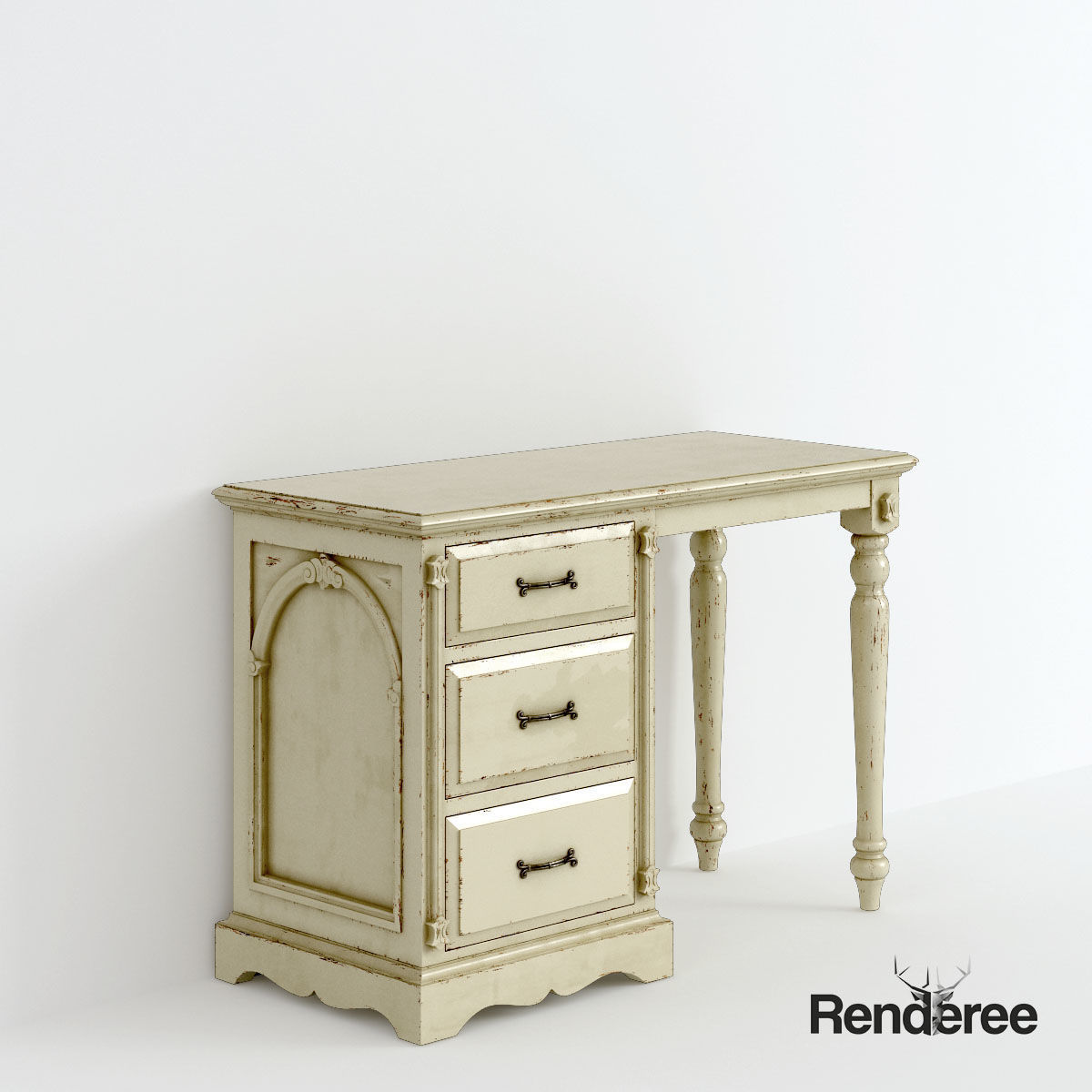 Victorian Old White Set 3D model_9