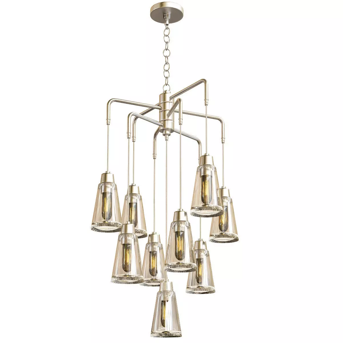 Echo 9 Light Chandelier in Satin Platinum 3D model_0