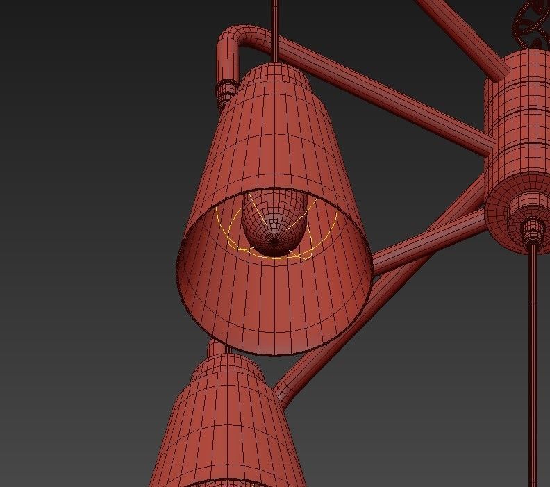 Echo 9 Light Chandelier in Satin Platinum 3D model_5