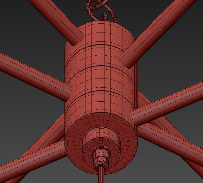 Echo 9 Light Chandelier in Satin Platinum 3D model_6