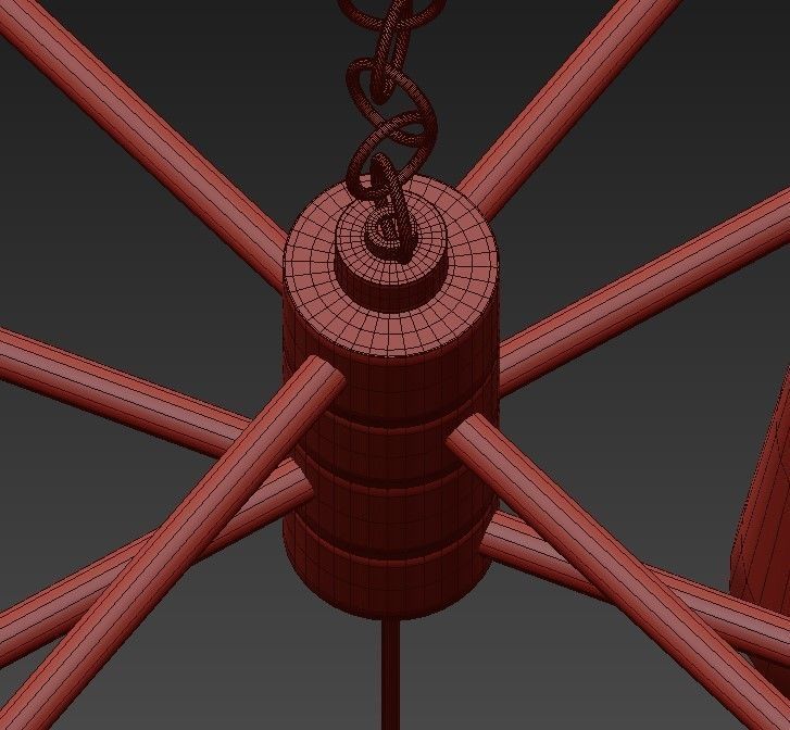 Echo 9 Light Chandelier in Satin Platinum 3D model_7