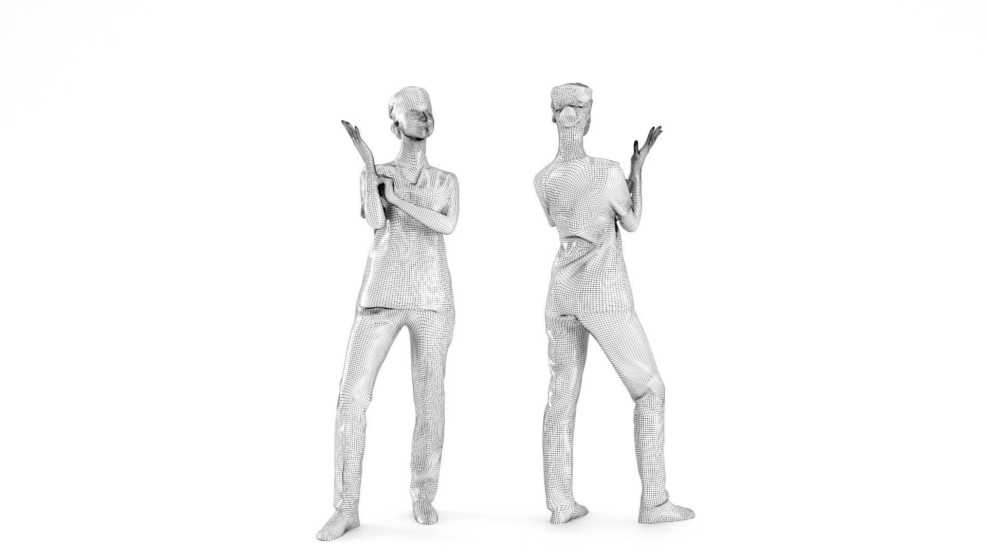 Female surgical nurse 22 Low-poly 3D model_5