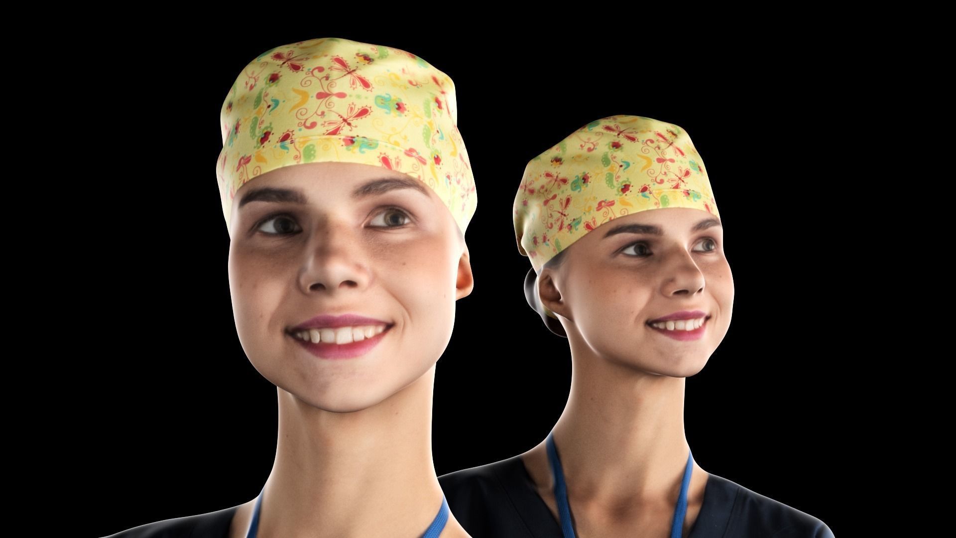 Female surgical nurse 22 Low-poly 3D model_4