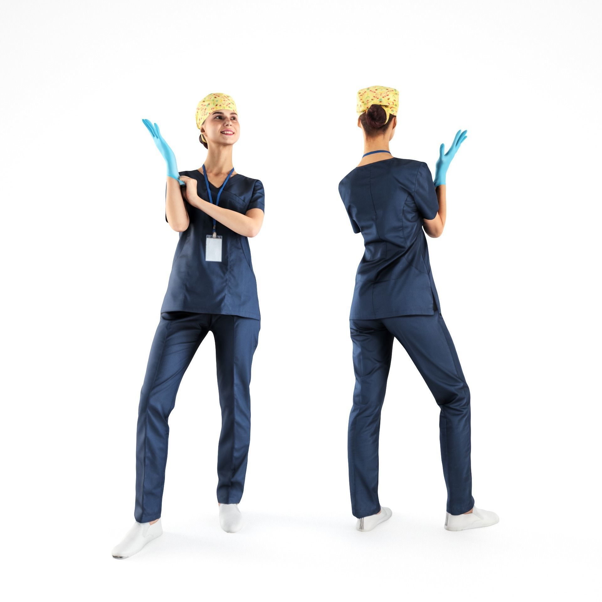 Female surgical nurse 22 Low-poly 3D model_2
