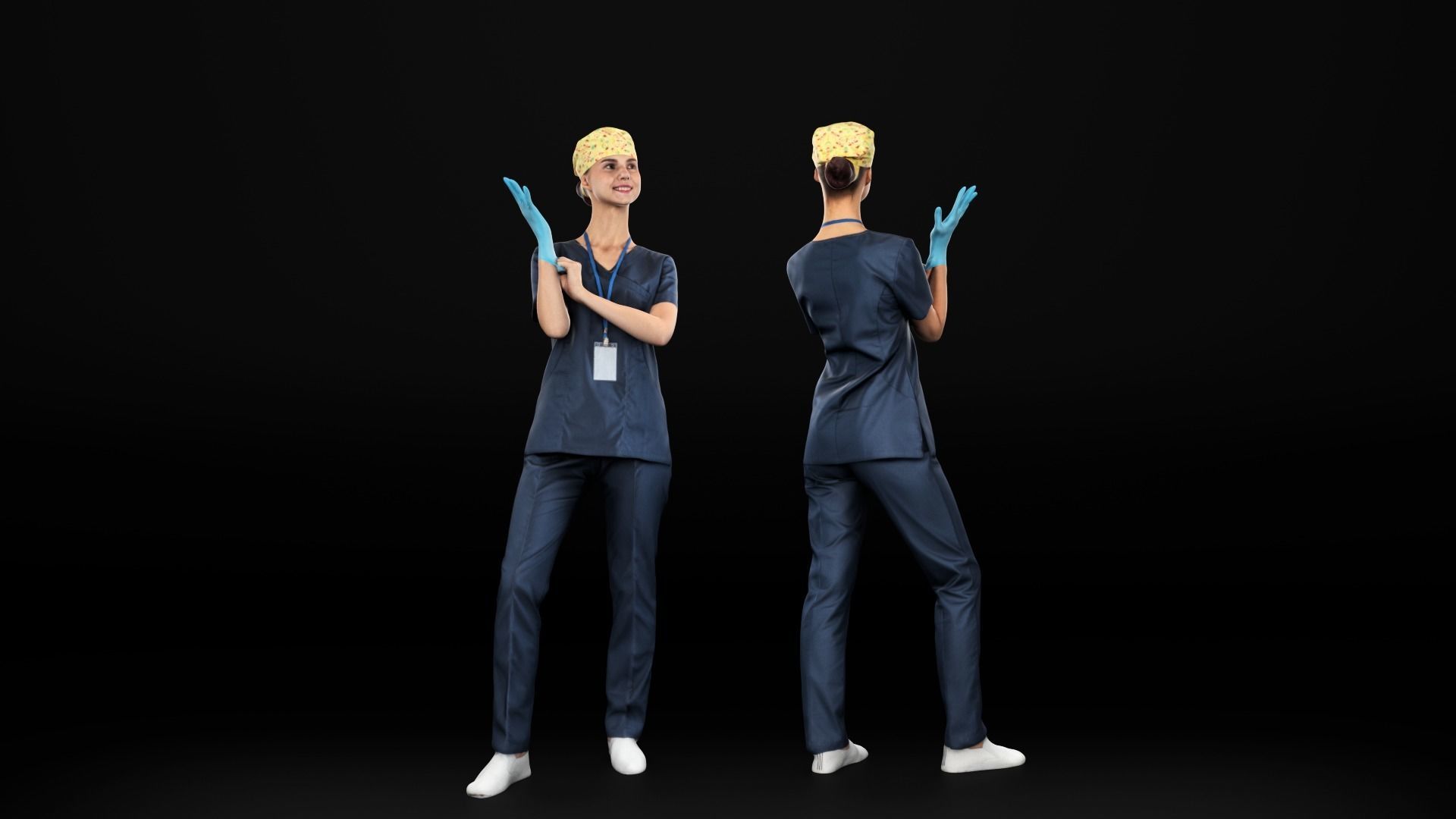 Female surgical nurse 22 Low-poly 3D model_3