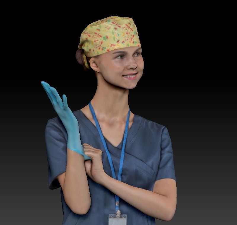 Female surgical nurse 22 Low-poly 3D model_10
