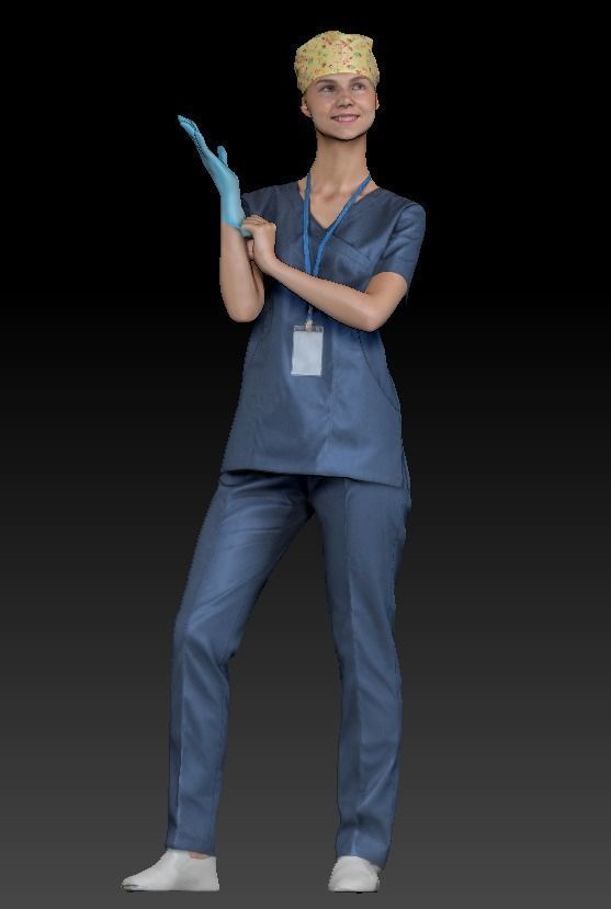 Female surgical nurse 22 Low-poly 3D model_9