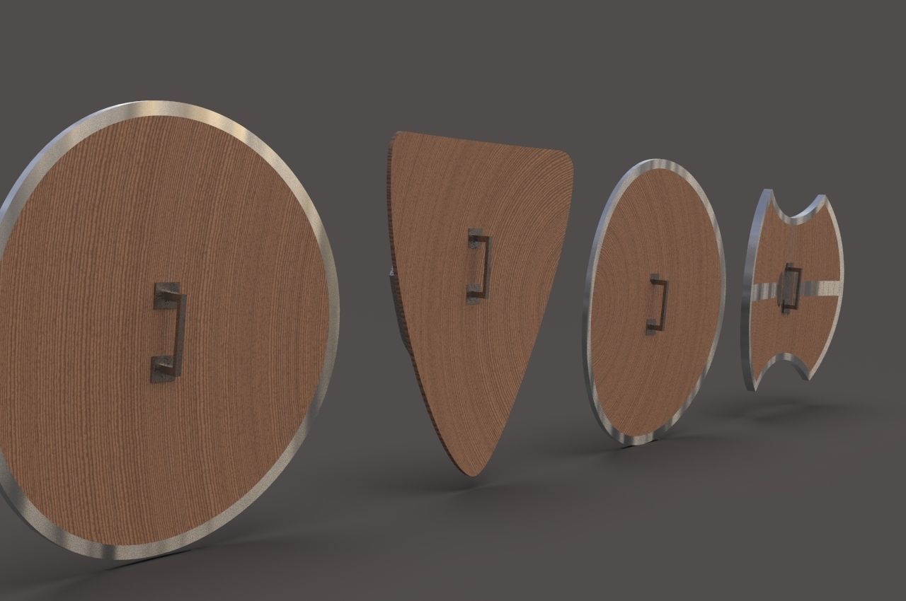 13 Piece Medieval Weapon and Shield Set Low-poly 3D model_2