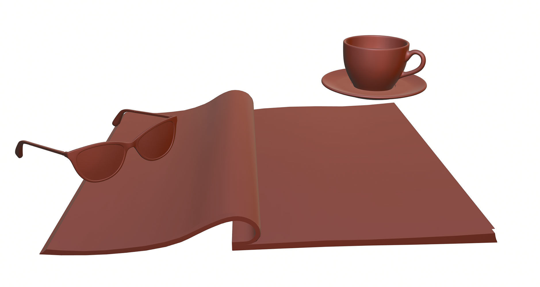 A magazine next to cup of coffee 3D model_9