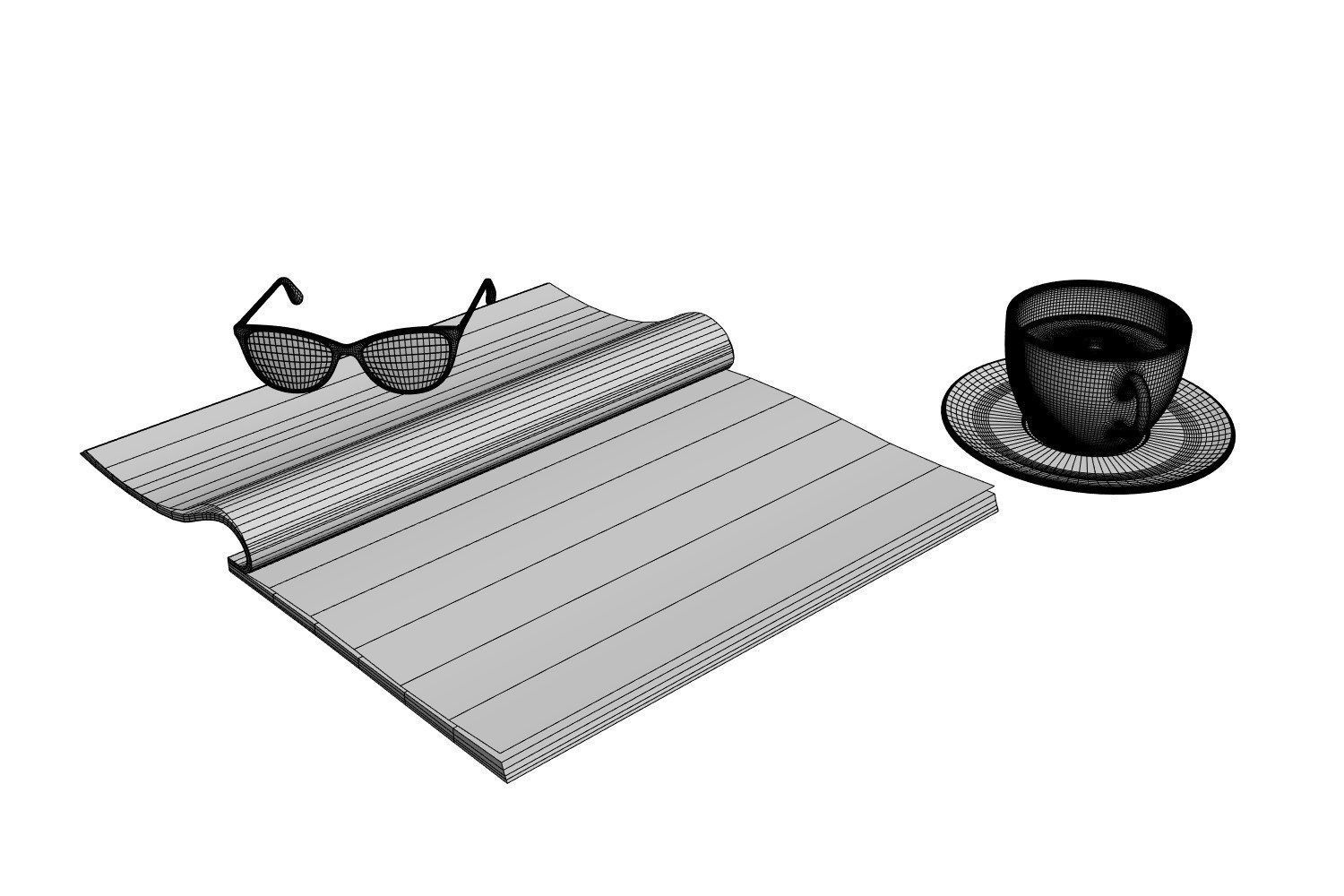 A magazine next to cup of coffee 3D model_7