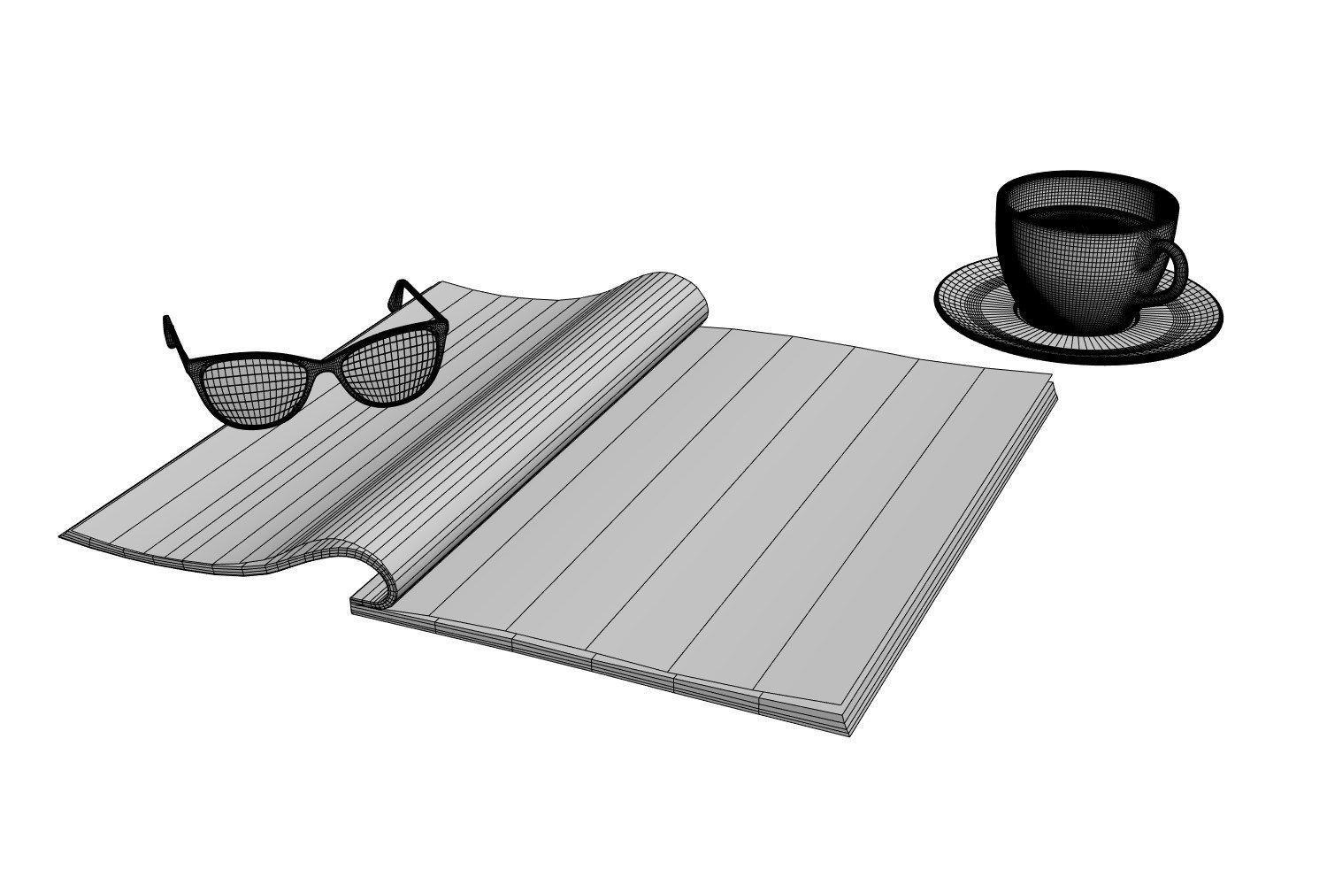 A magazine next to cup of coffee 3D model_6