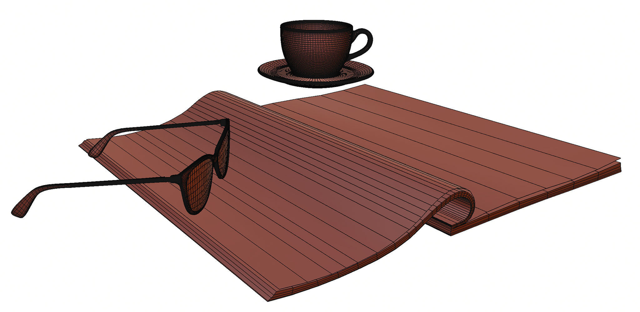 A magazine next to cup of coffee 3D model_14