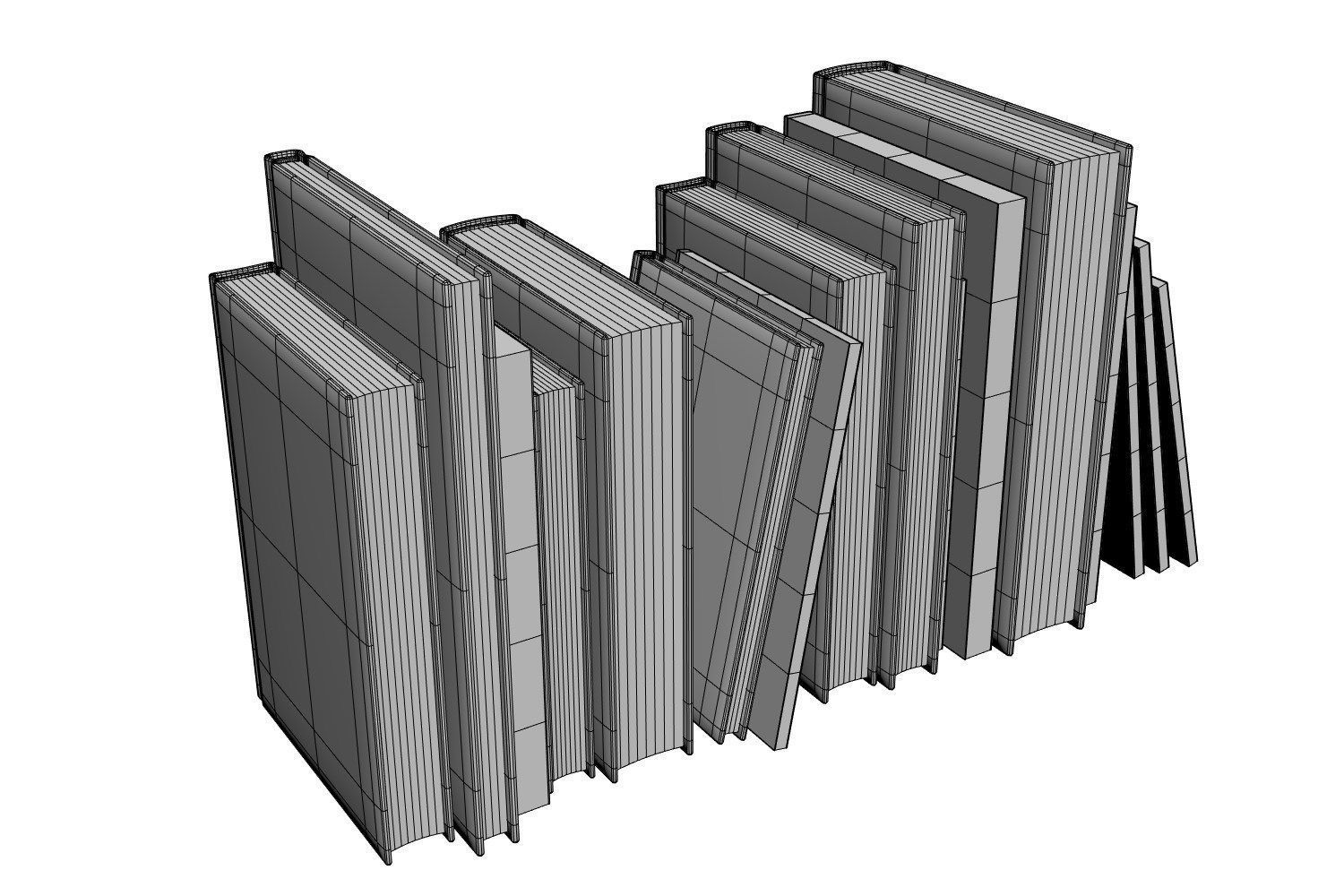 A group of fiction books 3D model_4