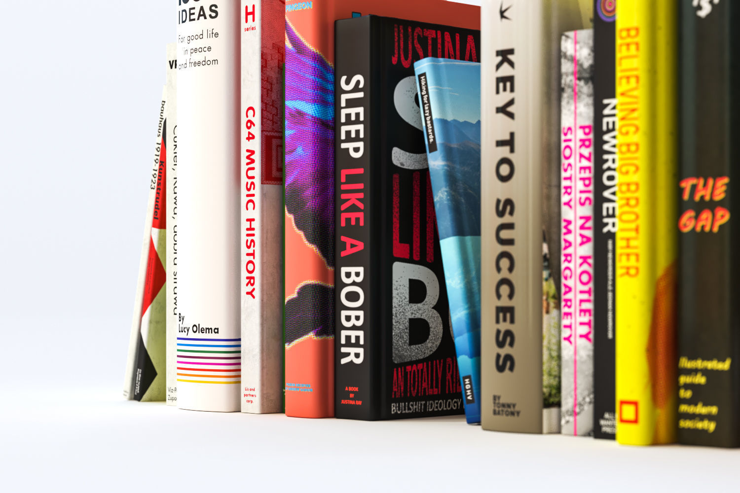 A group of fiction books 3D model_2