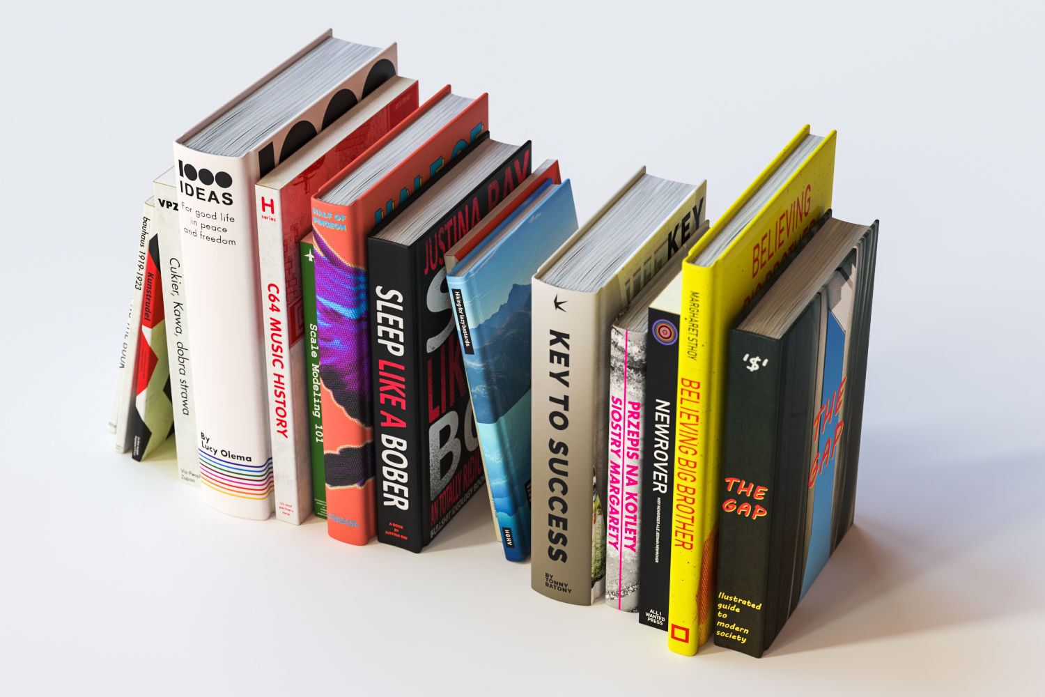 A group of fiction books 3D model_3