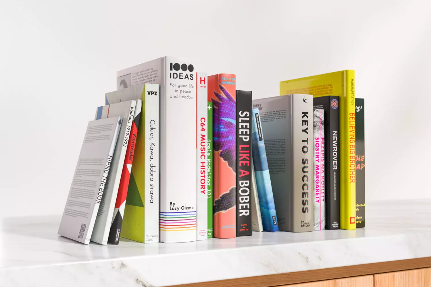 A group of fiction books 3D model_0