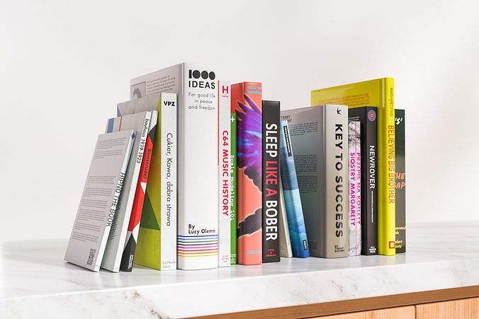 A group of fiction books 3D model