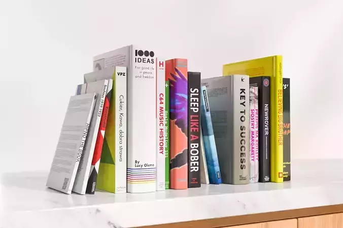 A group of fiction books 3D model