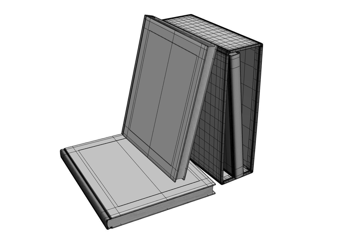 Standing and lying books 3D model_5