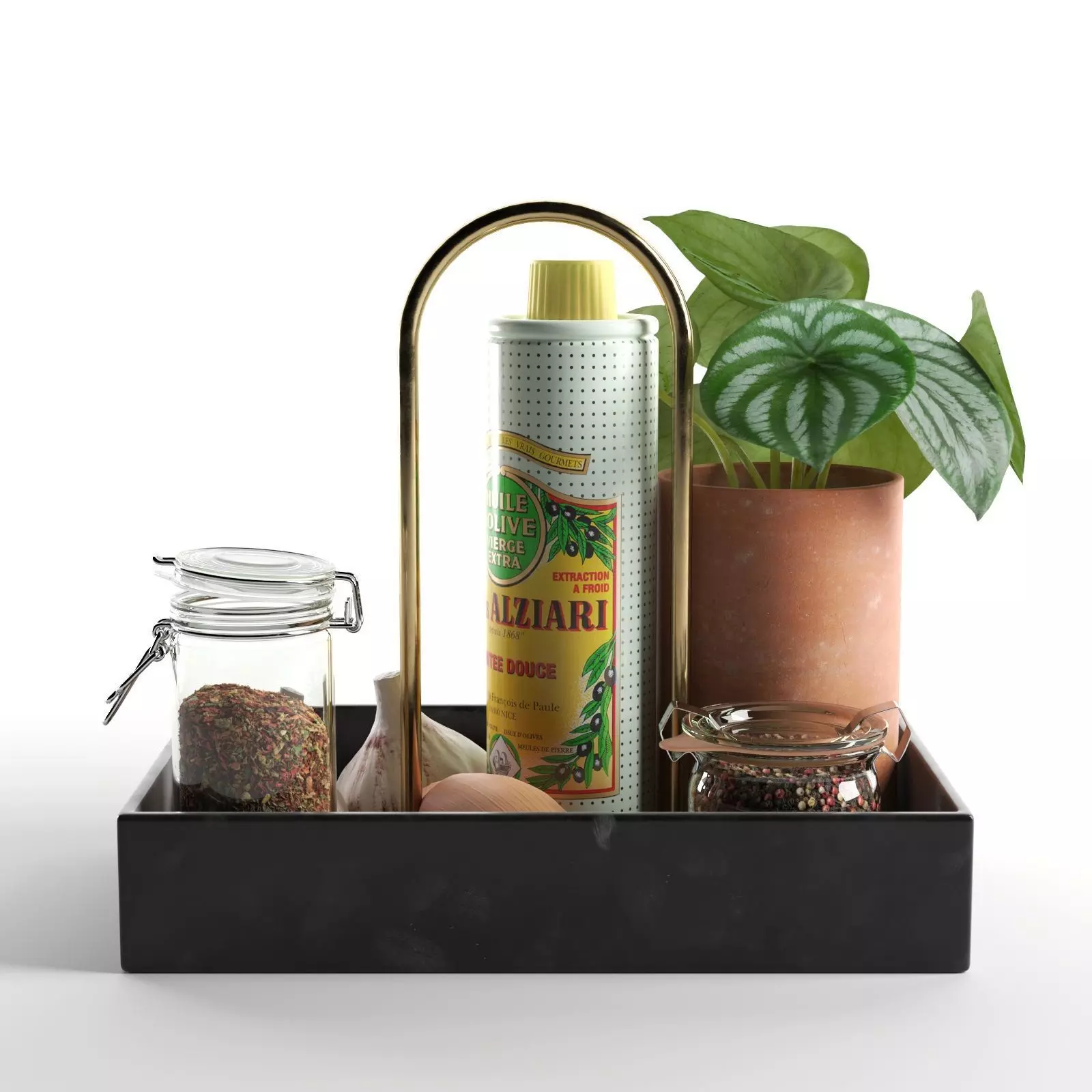 Norr Carrier with Vegetables Condiments and Peperomia 3D model