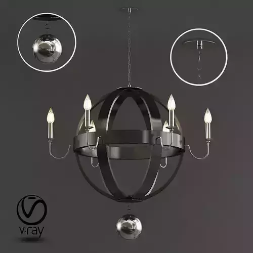 Burrel wooden globe chandelier with six lights