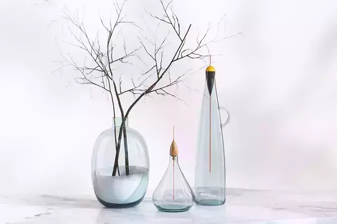 Three modern glass vase