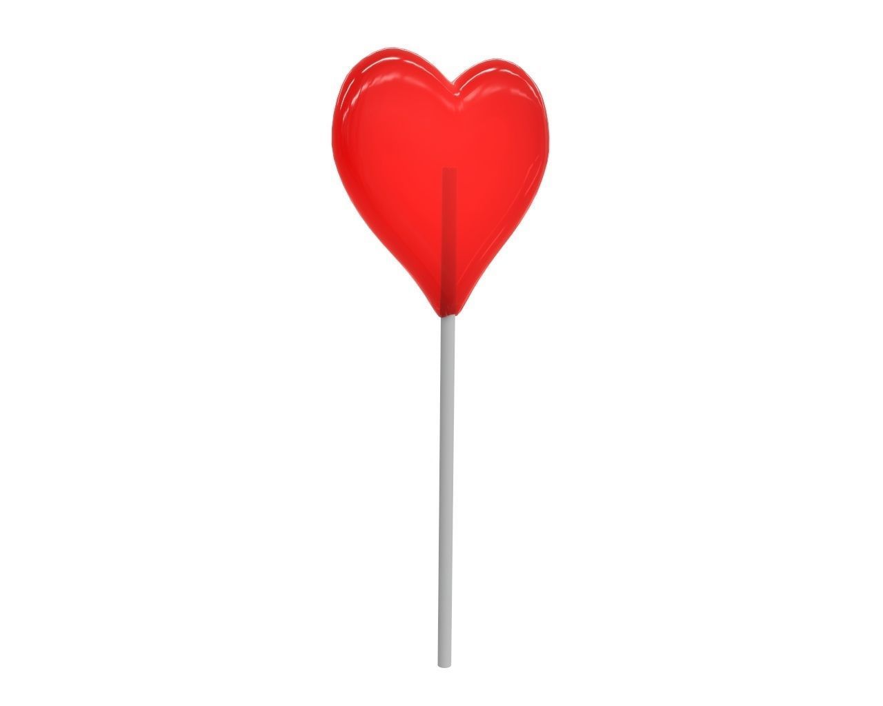 Lollipop red heart candy 3D model_1